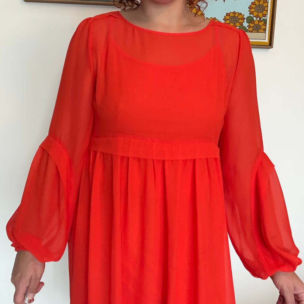 Bright orange Erin Fetherston 2 piece georgette dress size 12
